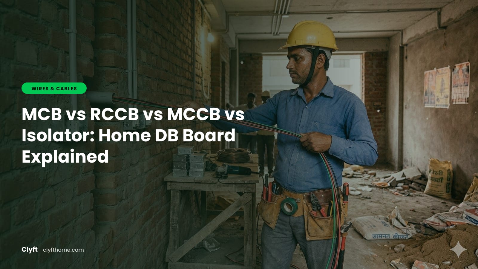 Home distribution board with a row of MCBs and an RCCB installed